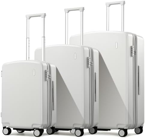Expandable Luggage Sets 3 Piece in Smoke White
