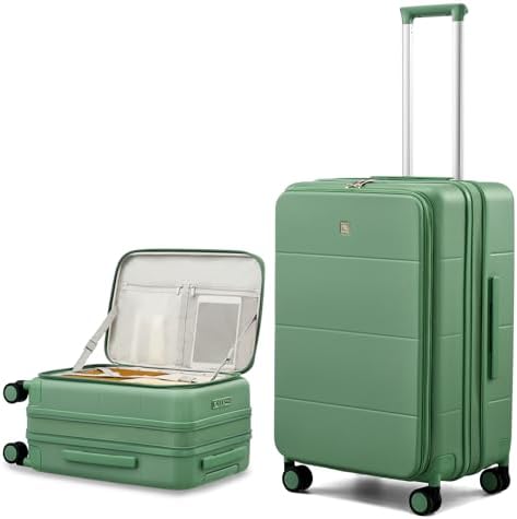 Expandable Medium Checked Luggage in Forest Green