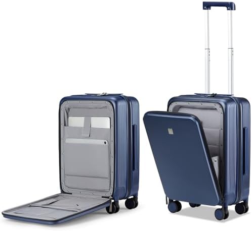 Grace Carry On Luggage with Wheels Airline Approved Hard Shell in Dark Blue