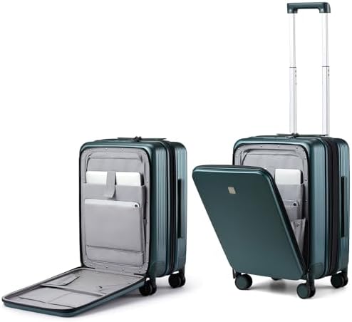 Grace Expandable Carry On Luggage with Wheels Airline Approved in Blackish Green