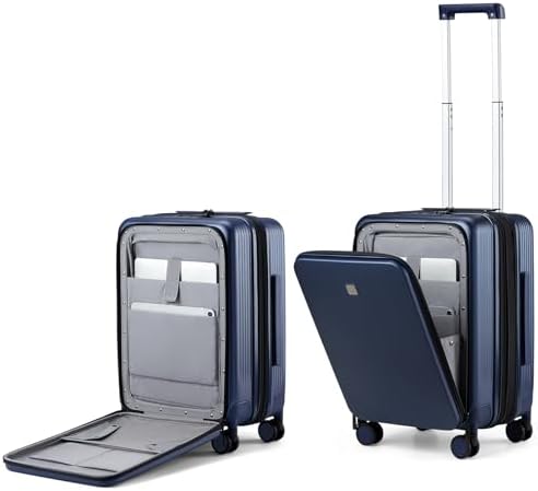 Grace Expandable Carry On Luggage with Wheels Airline Approved in Dark Blue