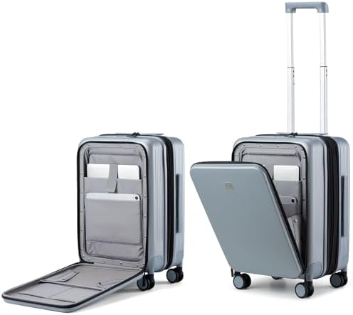 Grace Expandable Carry On Luggage with Wheels Airline Approved in Grey