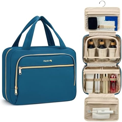 Hanging Travel Toiletry Bag for Women Portable Makeup Bag in Navy Blue