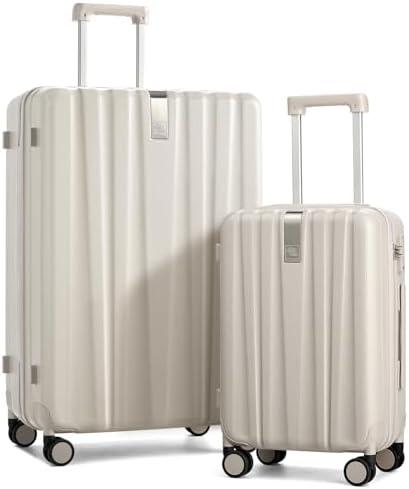 Hardshell Luggage Sets 2 Piece Extra Large Suitcases with Lock in Ivory White