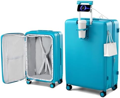 Large Expandable 28 Inch Luggage with Spinner Wheels Top in Caribbean Blue