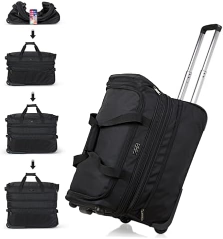 Large Expandable checked Luggage Suitcases with Wheels Foldable in Black