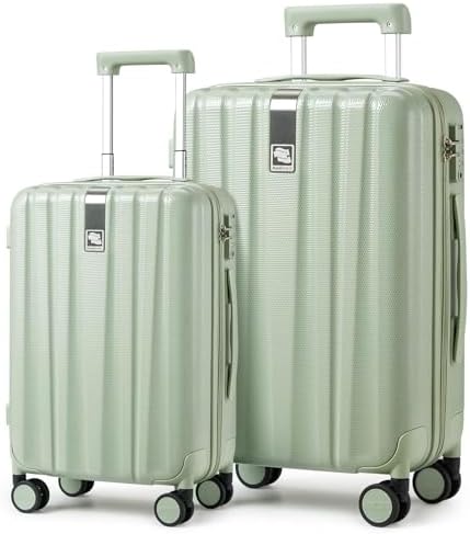 Luggage Sets 2 piece Carry On Luggage with Wheels PC Hard Shell in Bamboo Green
