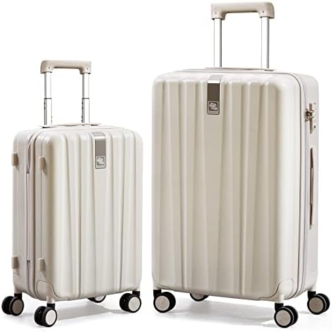 Luggage Sets 2 piece Carry On Luggage with Wheels PC Hard Shell in Ivory White