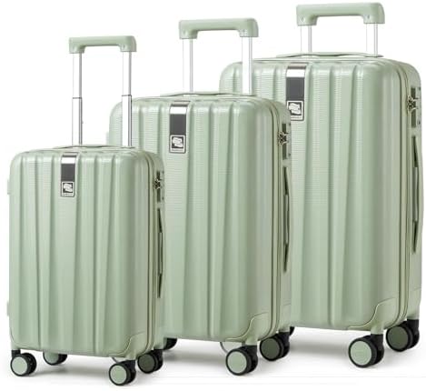 Luggage Sets 3 piece Carry On Luggage with Wheels PC Hard Shell in Bamboo Green