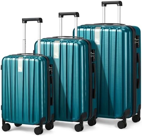 Luggage Sets 3 piece Carry On Luggage with Wheels PC Hard Shell in Caribbean Blue