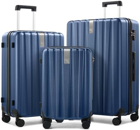 Luggage Sets 3 piece Carry On Luggage with Wheels PC Hard Shell in Dark Blue