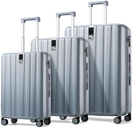 Luggage Sets 3 piece Carry On Luggage with Wheels PC Hard Shell in Gray