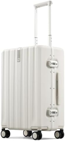 Premium 22 Inch Zipperless Luggage with Dual TSA Locks White in White