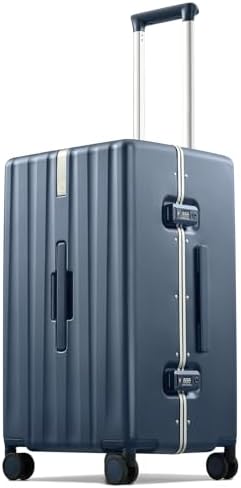 Premium 24 Inch Zipperless Medium Checked Luggage in Abyssal Blue
