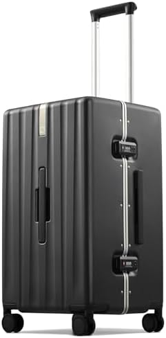 Premium 24 Inch Zipperless Medium Checked Luggage in Jet Black