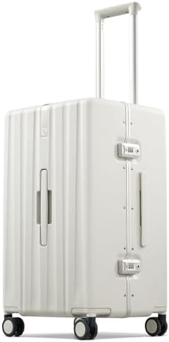 Premium 24 Inch Zipperless Medium Checked Luggage in White