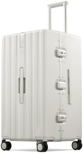 Premium 28 Inch Zipperless Extra-Large Checked Luggage in White