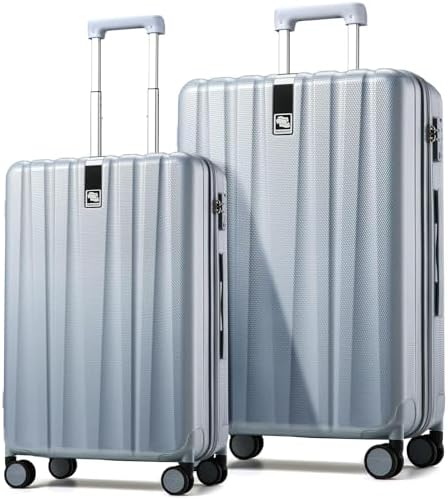 Suitcase, 2-Piece Set (20/29 Inch) Lightweight Hardshell PC Lugg in Grey