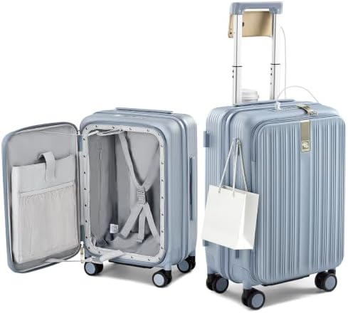 Top Opening 20" Carry On Luggage Expandable Hard Shell Grey in Grey
