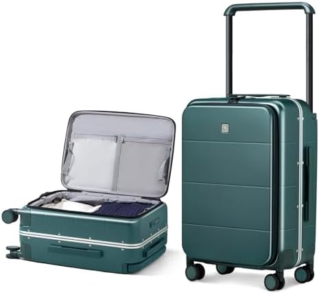 Top Opening 24 Inch Checked Luggage in Blackish Green
