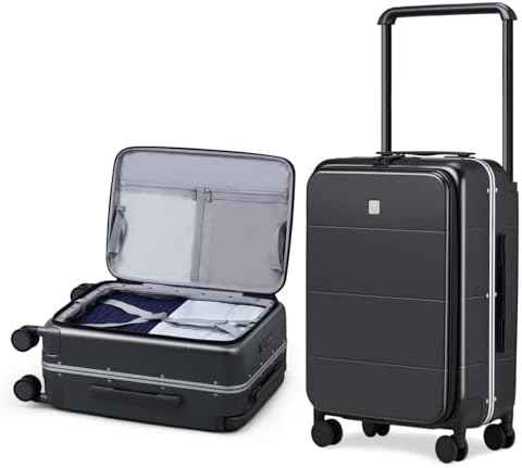 Top Opening 24 Inch Checked Luggage in Jet Black