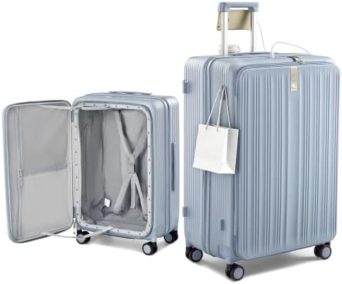 Top Opening 28" Large Luggage Expandable Hard Shell Grey in Grey