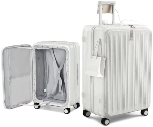 Top Opening 28" Large Luggage Expandable Hard Shell Smoke White in Smoke White