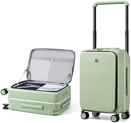Top Opening Carry On Luggage 20 Inch Aluminum Frame Hardside in Bamboo Green