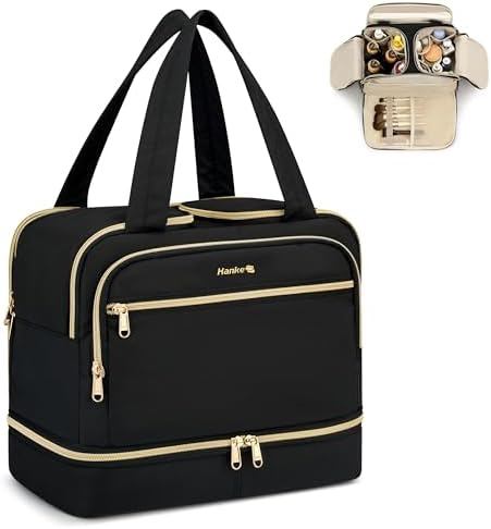 Travel Toiletry Bag, Lightweight Wide-open Large Toiletry Bags f in Black
