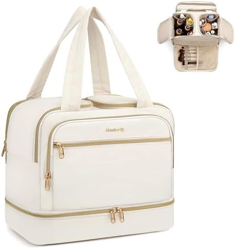 Travel Toiletry Bag, Lightweight Wide-open Large Toiletry Bags f in Off White
