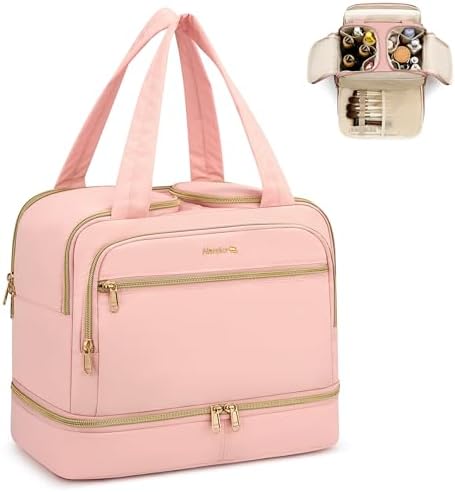 Travel Toiletry Bag, Lightweight Wide-open Large Toiletry Bags f in Pink