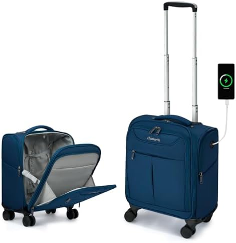 Underseat Carry On Luggage with Wheels in Blue