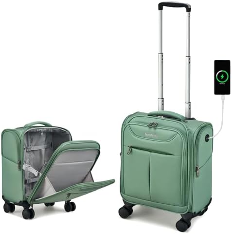 Underseat Carry On Luggage with Wheels in Forest Green